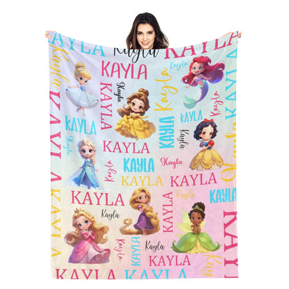 Personalized Girls Name Blanket - Gradient Colors - Gift for Kids