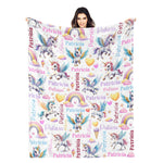 Personalized Girl Unicorn Name Blanket - Gift for Kids