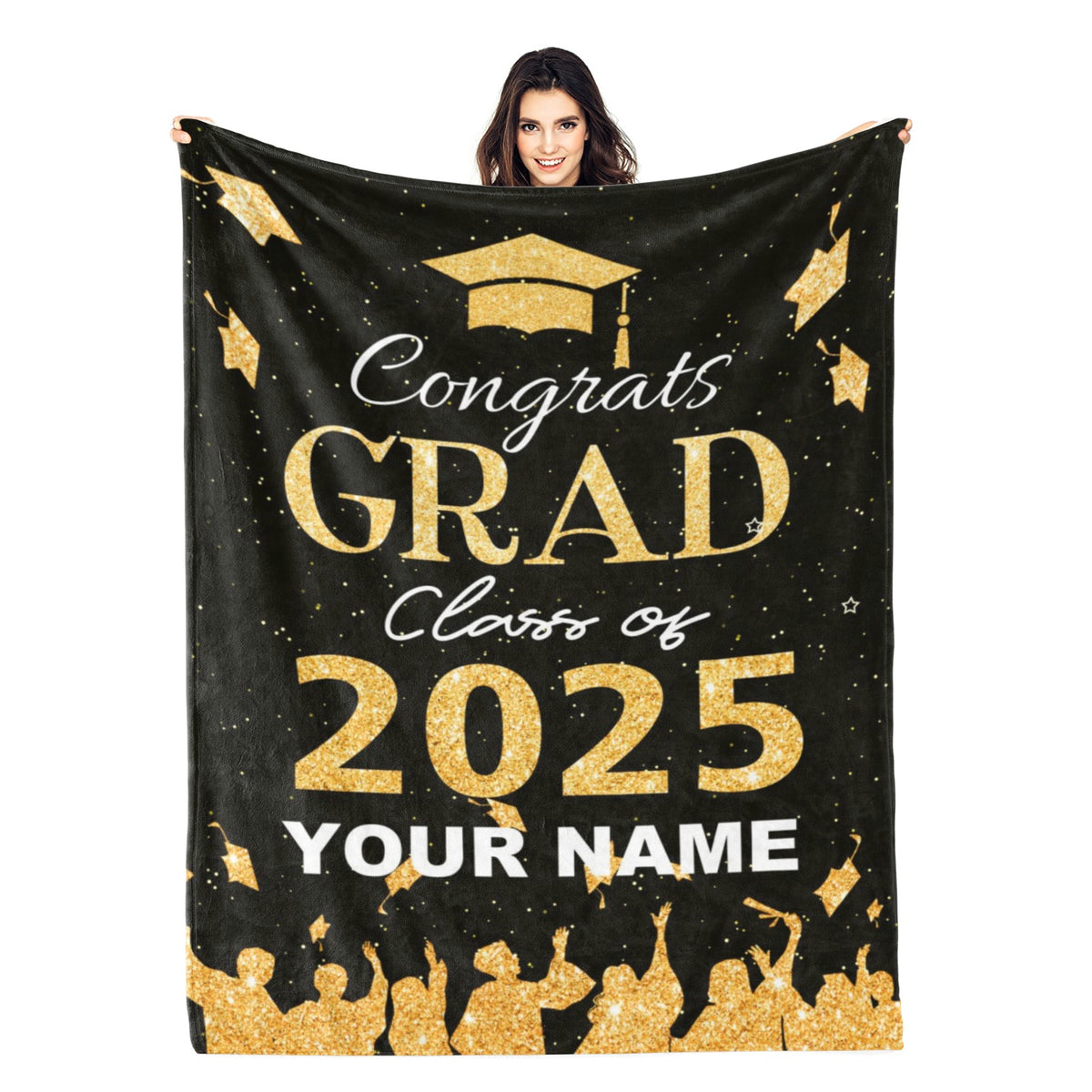 Personalized Graduation Bachelor Wishes Name Blanket - 2025 Graduation Gift