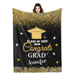 Personalized Class of 2025 Graduation Glitter Name Blanket - Graduation Gift