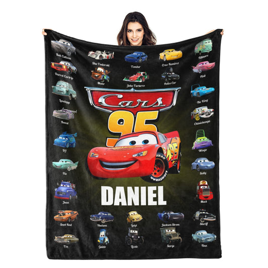 Personalized Reading Car Boy Name Blanket - Gift for Kids