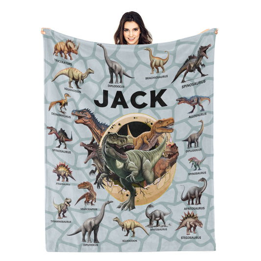 Personalized Jurassic Dinosaur Name Blankets - Gifts for Kid