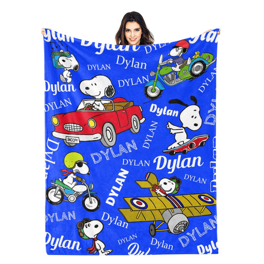 Personalized Cute Car Name Custom Blanket - Gift for Kids