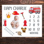 Personalized Wizard Milestone Fire Baby Name Blanket - Gift for Baby