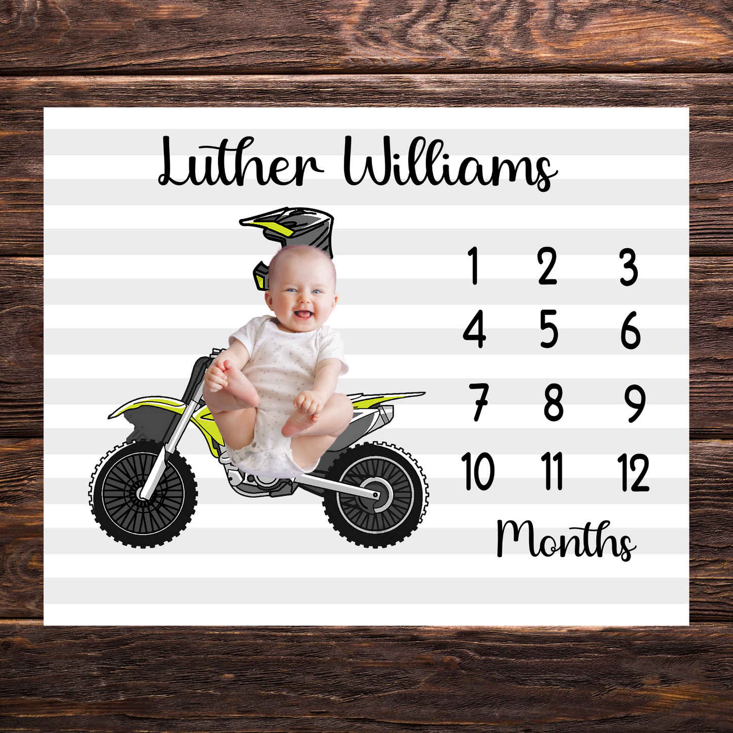 Personalized Motorcycle Name Blanket - Gift for Baby