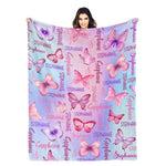 Personalized Pink Purple Butterfly Name Blanket - Gift for Kid