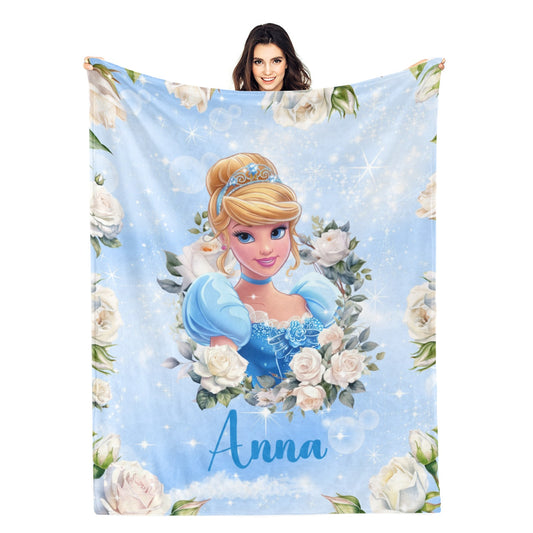 Personalized Watercolor Flower Girl Name Blanket - Gifts for Kids