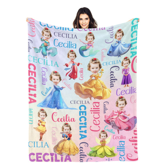 Personalized Photo And Name Girl Name Blanket - Gifts for Kids