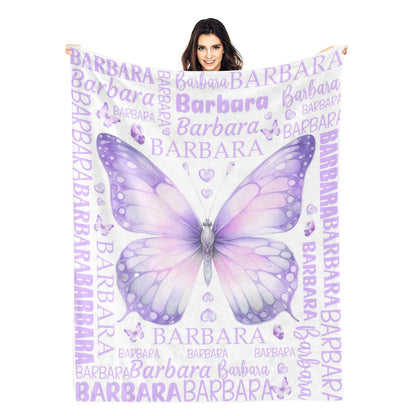 Personalized Custom Colorful Butterfly Name Blanket - Gift for Kids