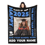 Personalized Graduation Class of 2025 Custom Photo Name Blankets - Graduation Gifts