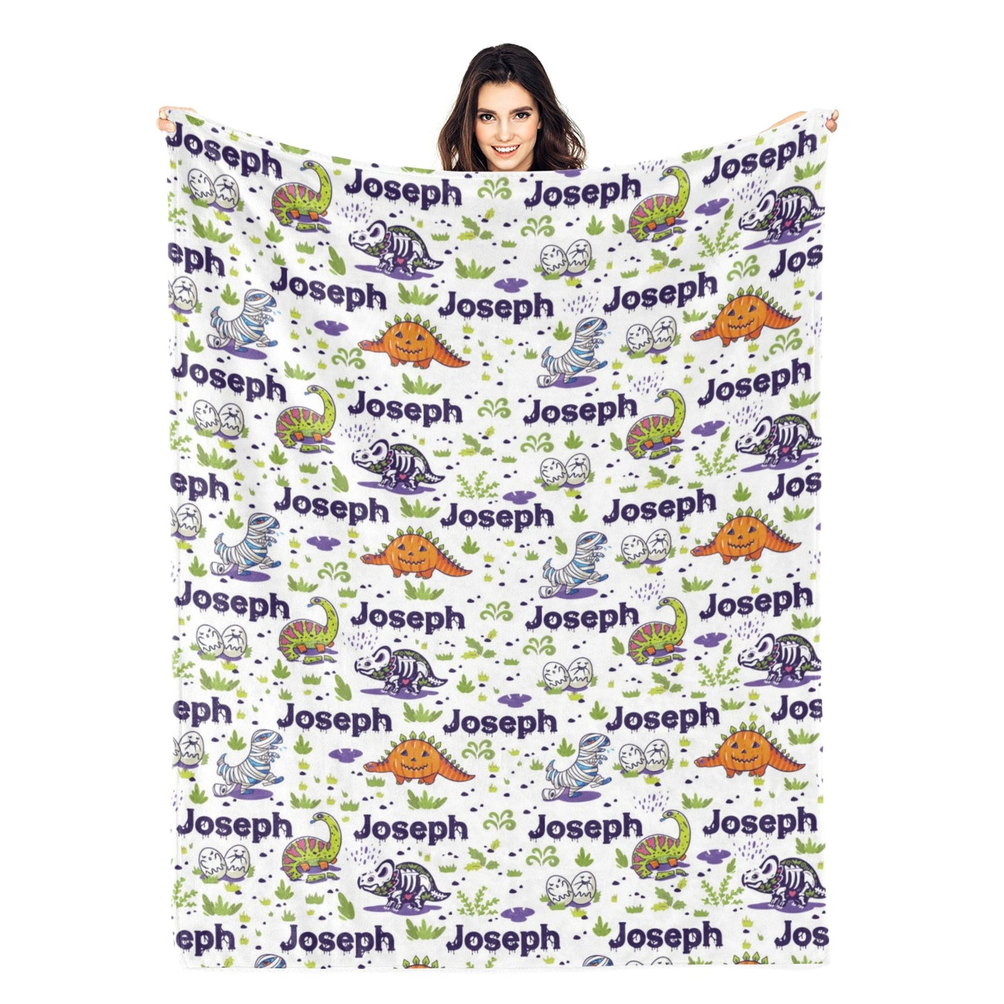 Personalized Jurassic Halloween Name Blankets - Gift for Kids