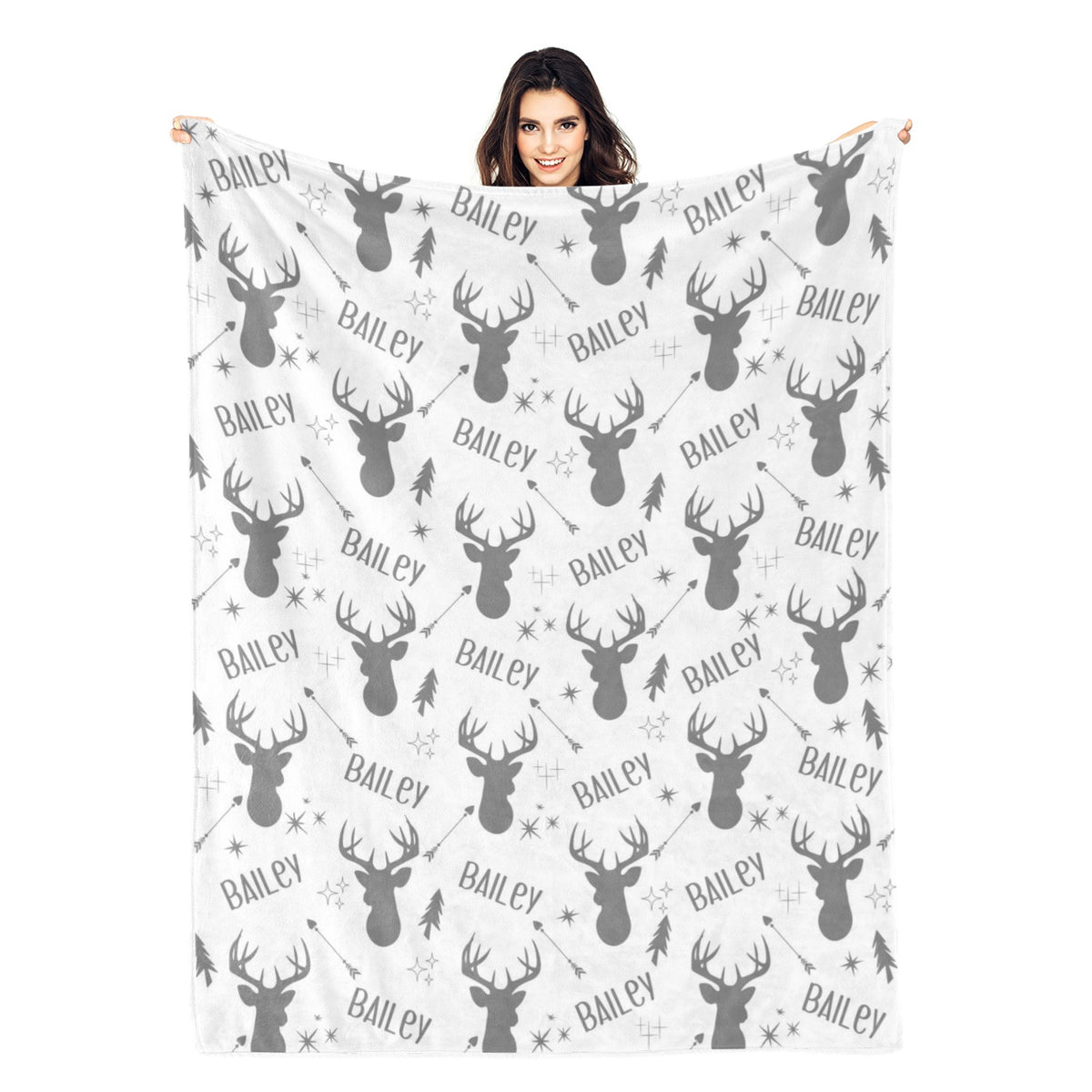 Personalized Woodland Deer Name Blanket - Gift for Kids