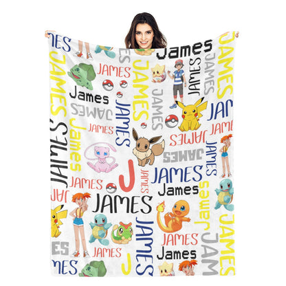 Personalized Watercolor Gaming Name Blanket - Gift for kid