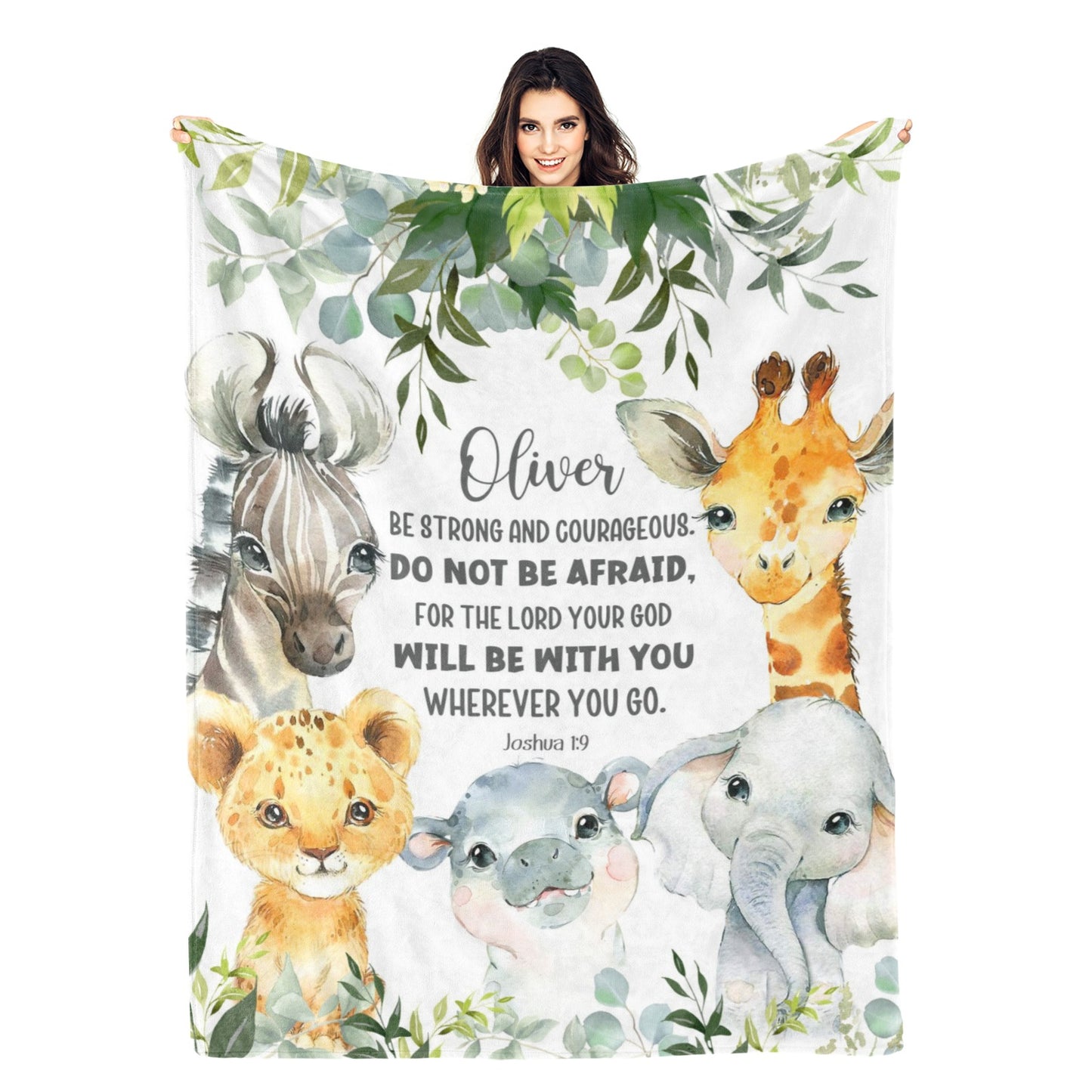 Personalized Bible Verse Forest Animals Baby Blanket - Gift for Baby