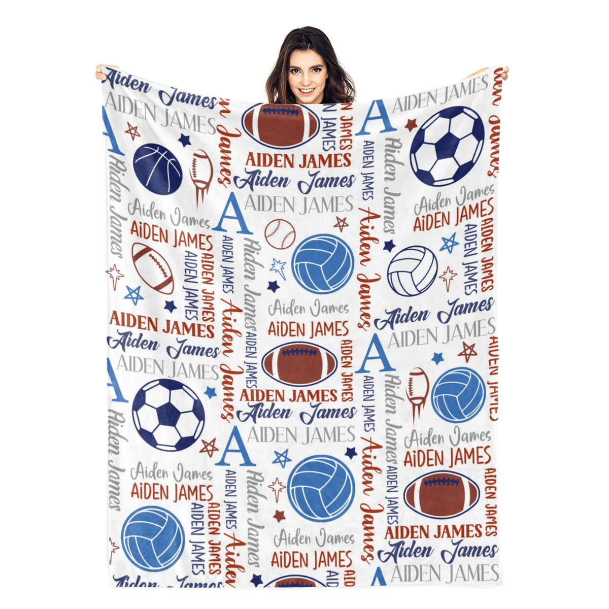 Personalized Sports Collection Name Blankets - Gift for Kids