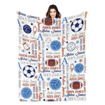 Personalized Sports Collection Name Blankets - Gift for Kids