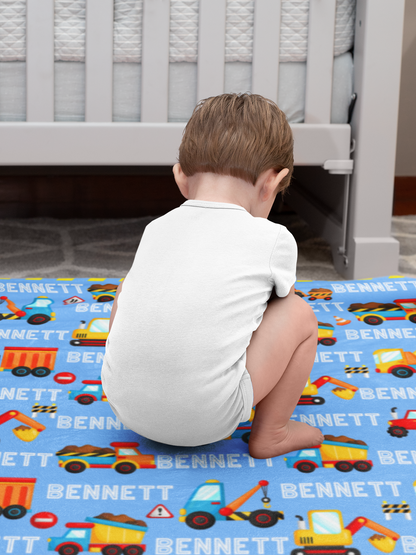 Personalised Custom Truck Boy Name Blankets - Gift for Kids