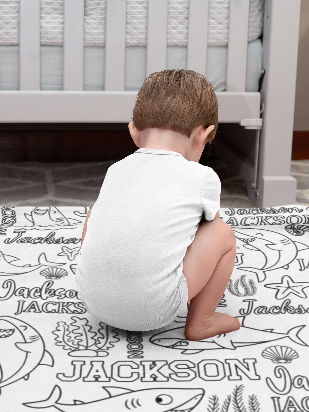 Personalized Custom Shark Coloring Blanket🎨- Gift For Kids