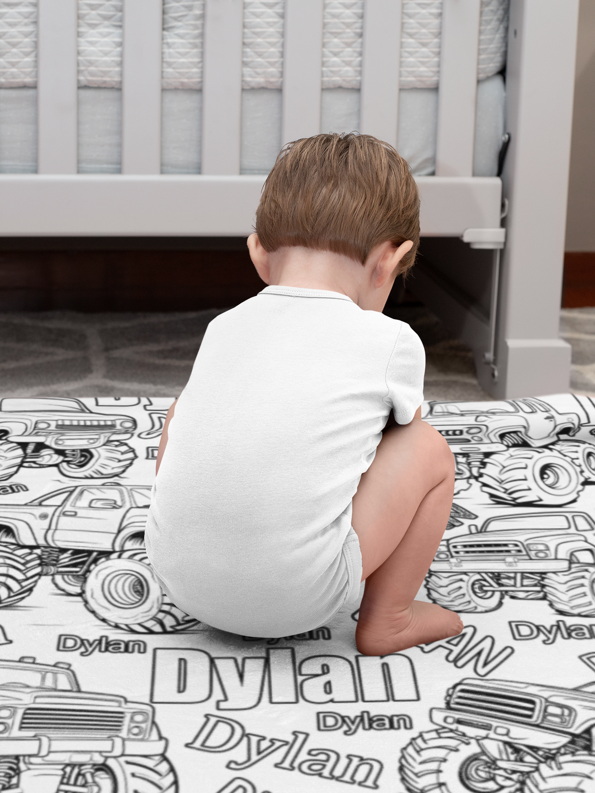 Personalized Custom Monster Truck Coloring Blanket🎨- Gift For Kids