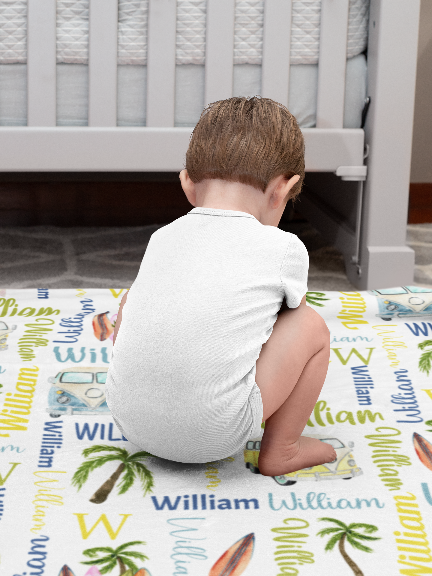 Personalized palm trees beach Name Blankets - Gift for Kids