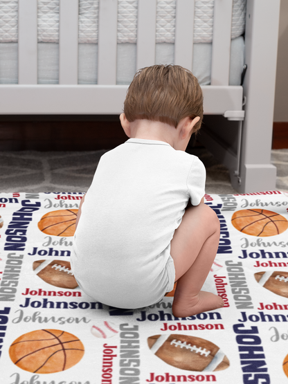 Personalized Custom Sports Name Blanket - Gift for Kid