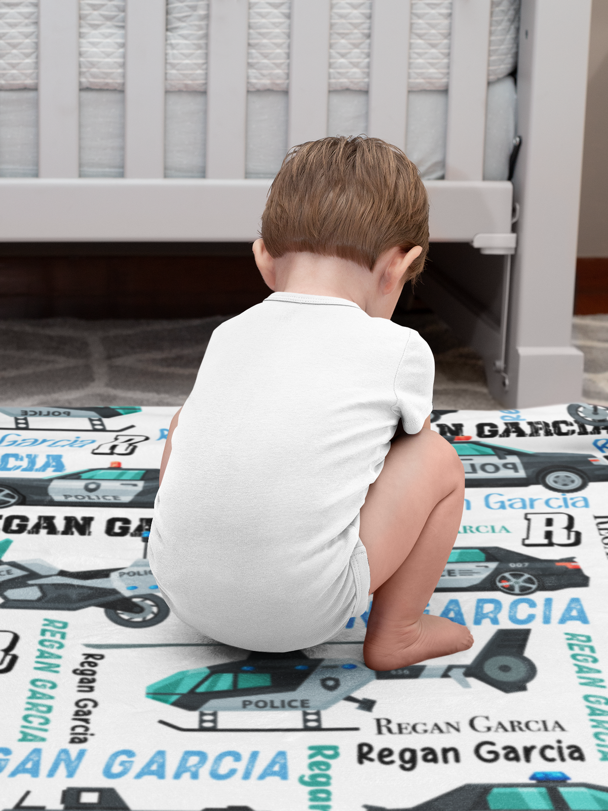 Personalized Cute Police Car Name Blanket - Gift for Kids