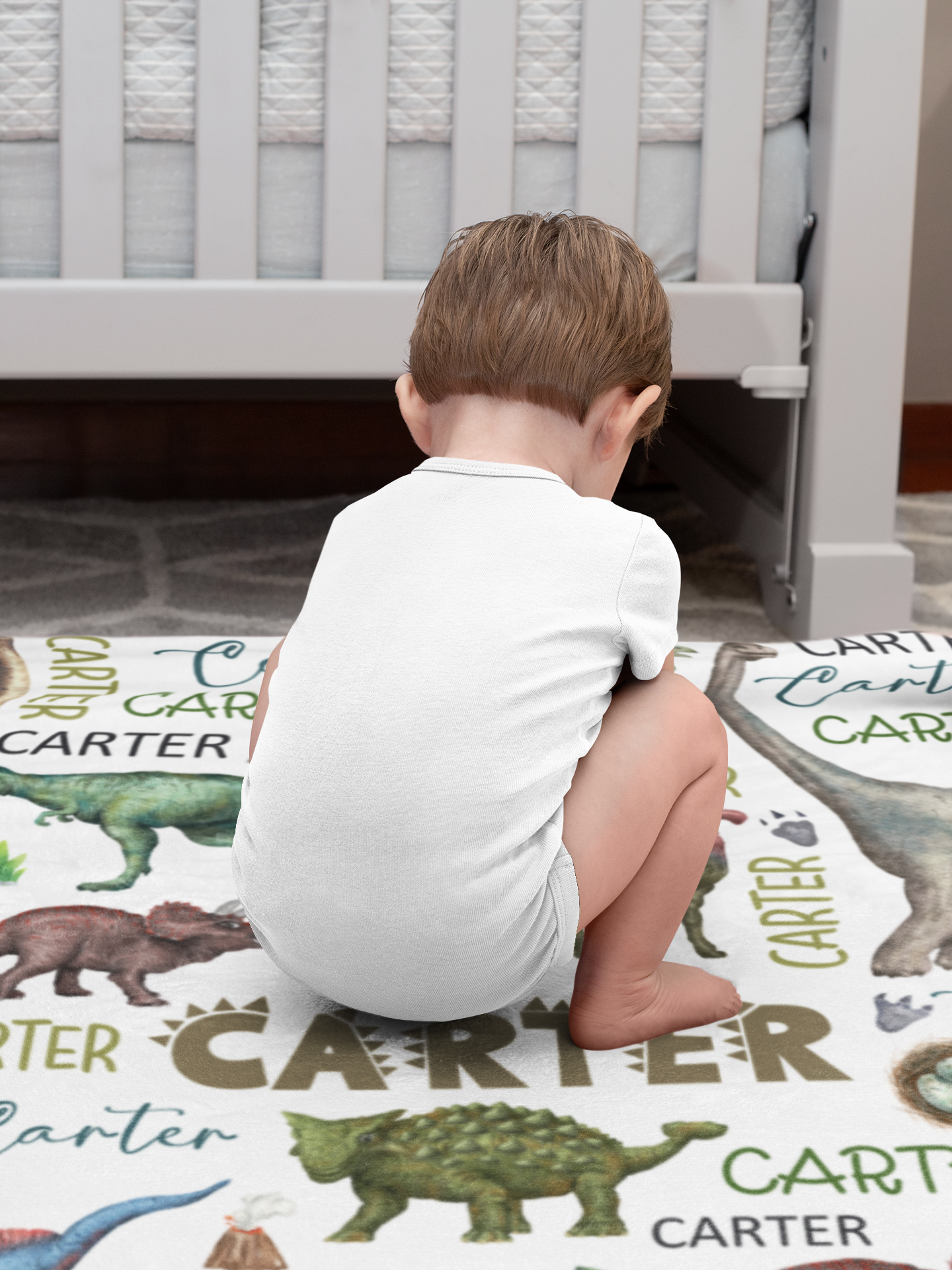 Personalized Cute Dinosaurs Boys Name Blankets - Gift for Kids