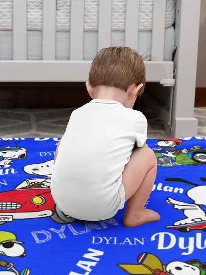 Personalized Cute Car Name Custom Blanket - Gift for Kids