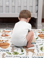 Personalized Custom Woodland Animals Name Blanket - Gift for Kids