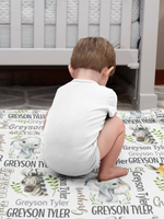 Personalized Safari Animal Elephant Name Blankets - Gift for Kids