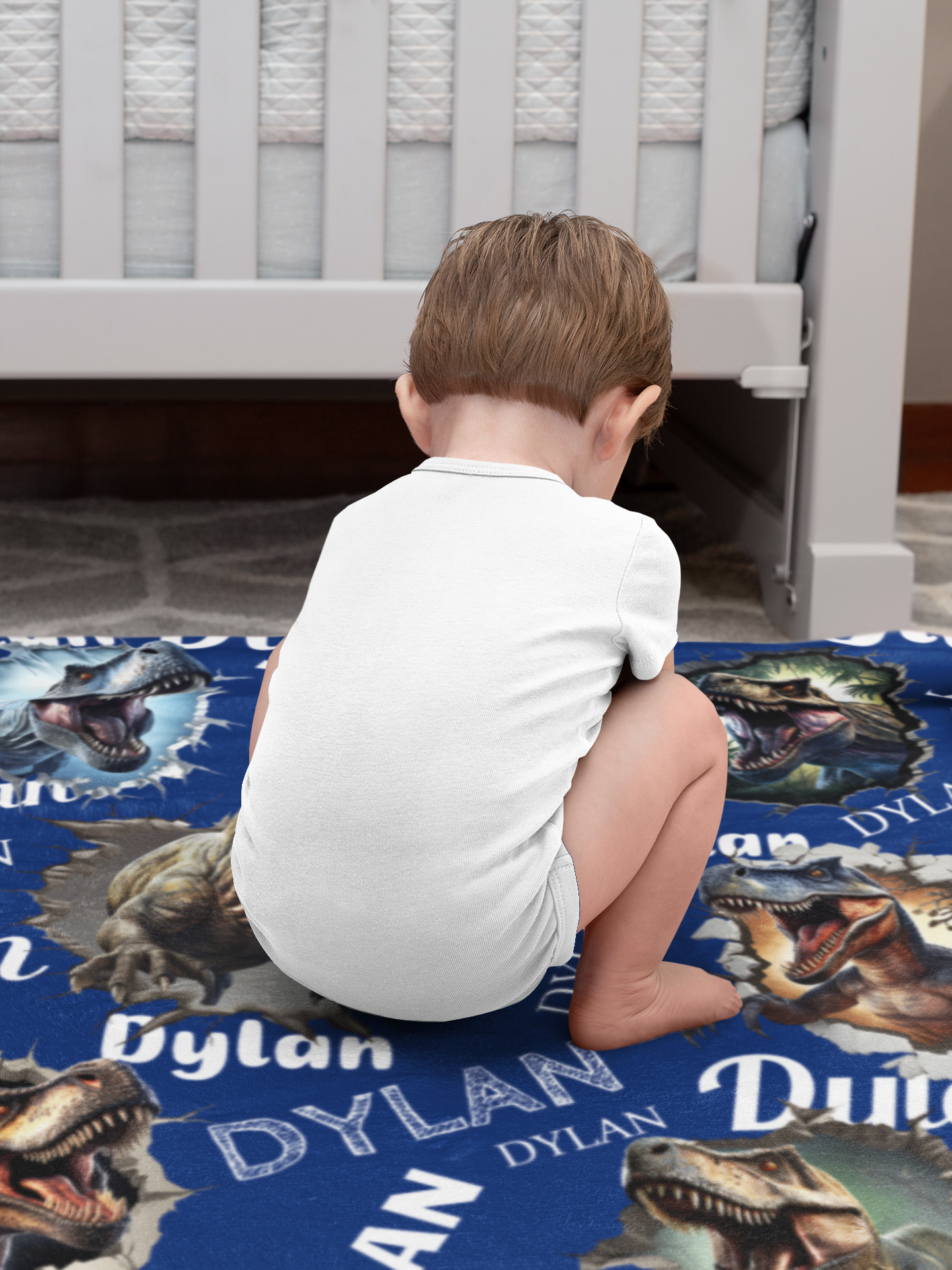 Personalized Jurassic Dinosaur Name Blanket - Gifts for Kids