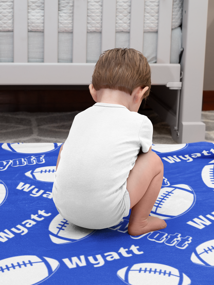 Personalized Custom Tile Football Name Blanket - Gift for Kids