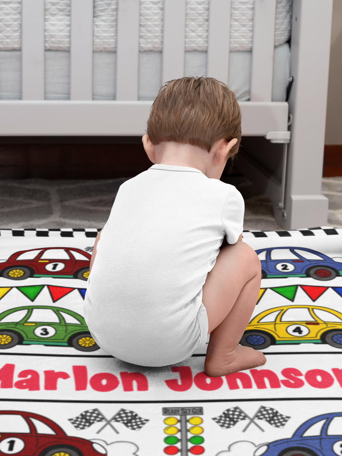 Personalized Cute Racing Bunting Name Blanket - Gifts for Kids