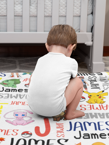 Personalized Watercolor Gaming Name Blanket - Gift for kid