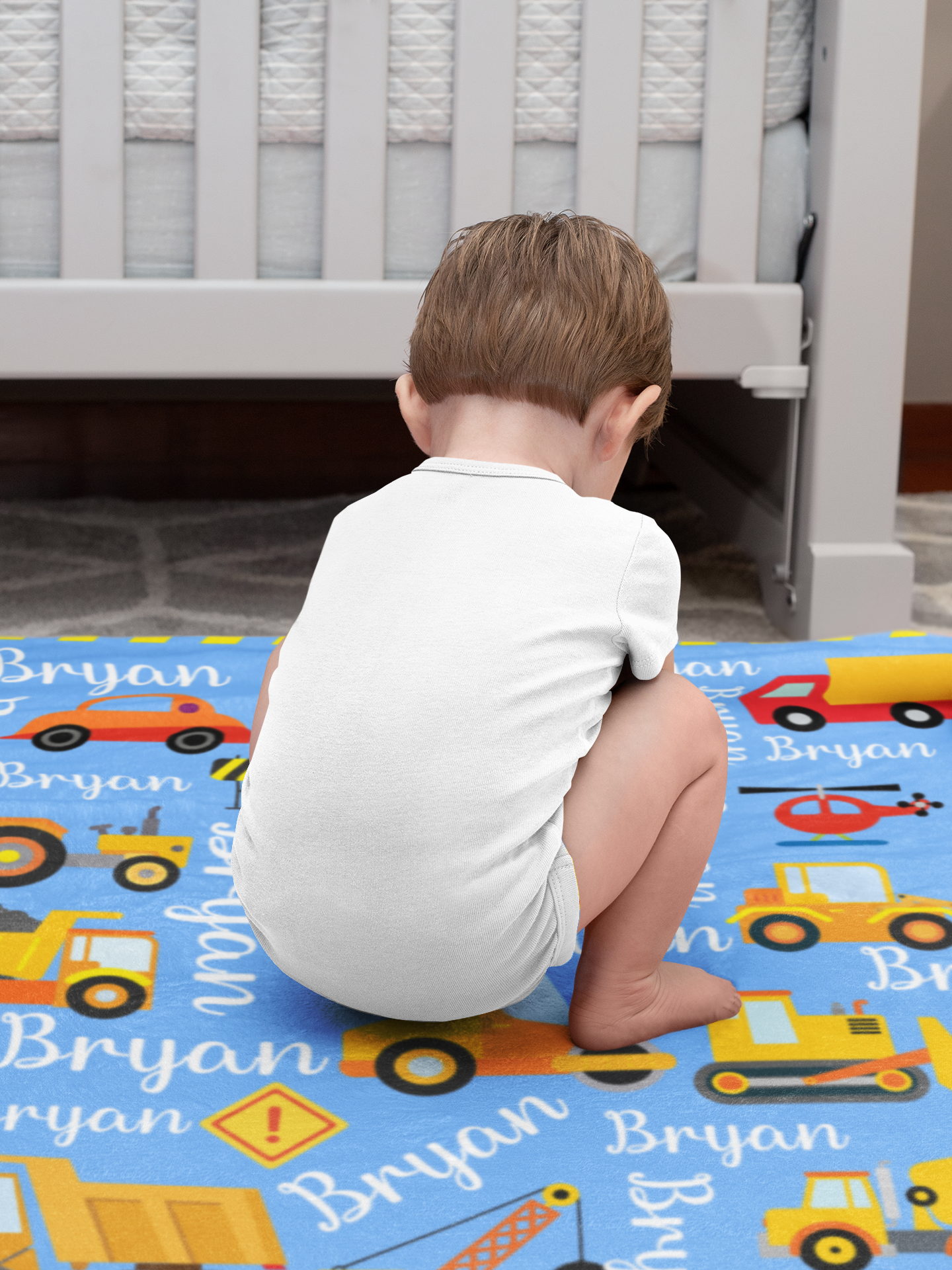 Personalized Cartoon Transport Truck Name Blanket - Gift for Kids