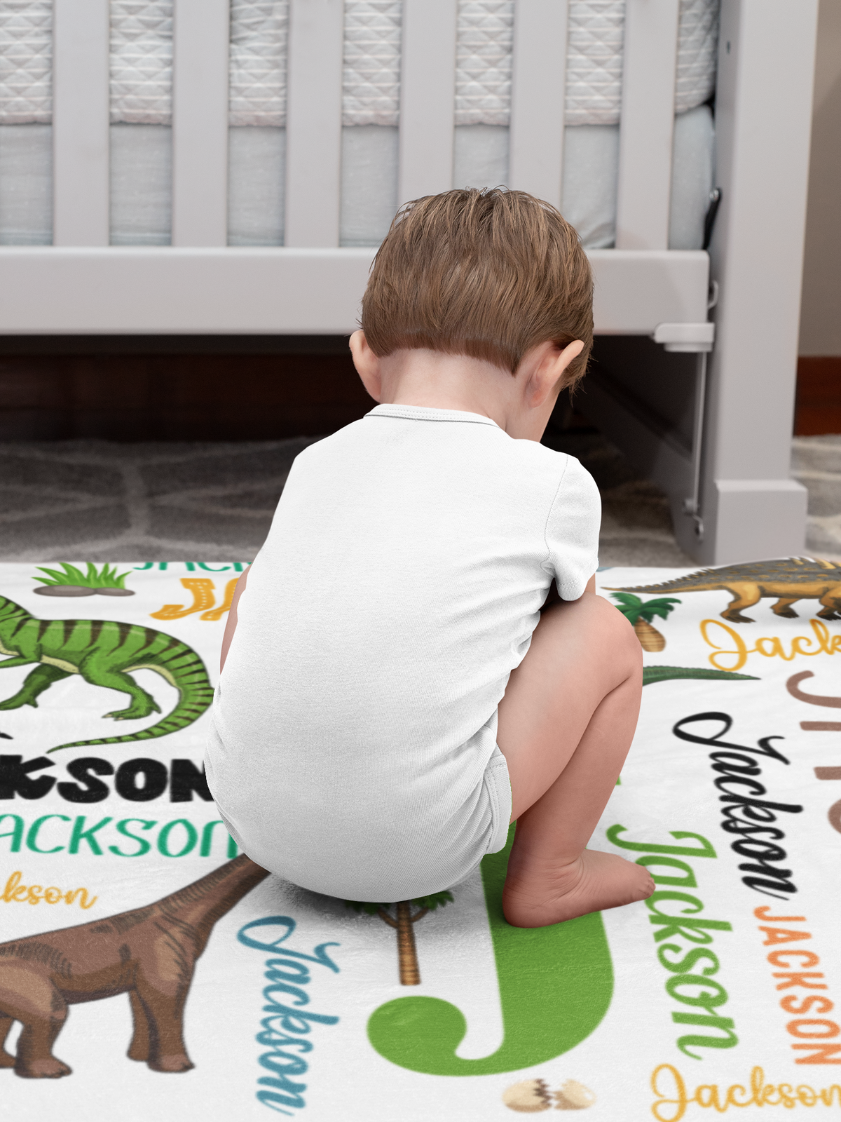 Personalized Dinosaur Book Name Blanket – Gift for Kids