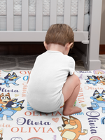 Personalized Rainbow Blue Dog Name Blanket - Gift for Kids