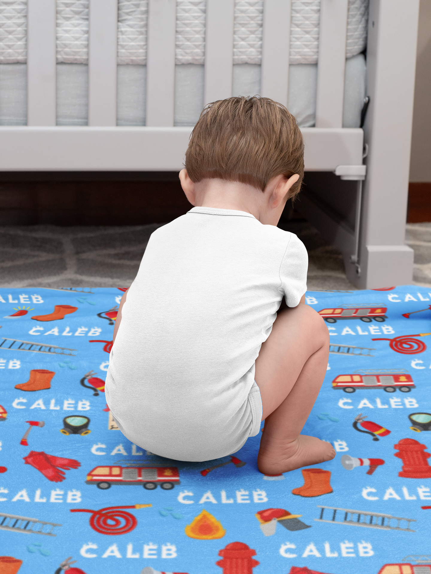 Personalized Firetruck Themed Name Blanket - Gift for Kids