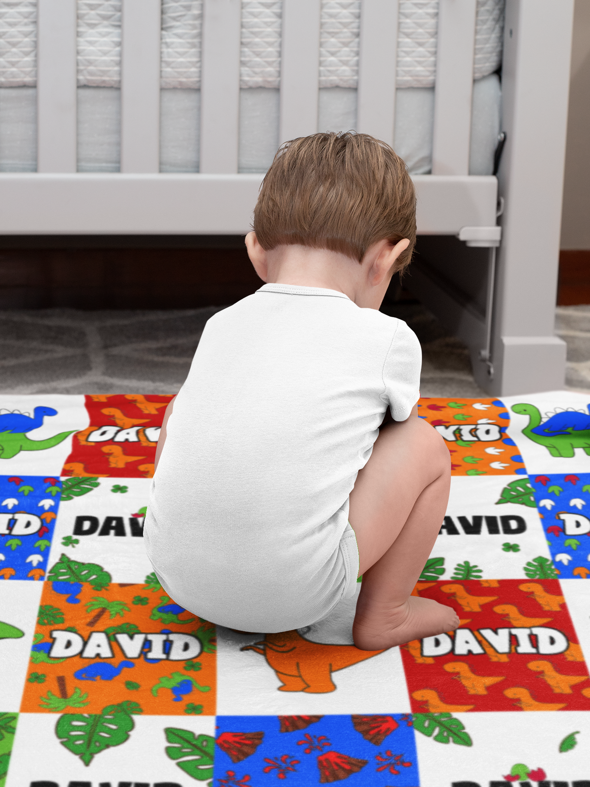 Personalized Cartoon Dinosaurs Children's Name Blankets - Gift for Kids