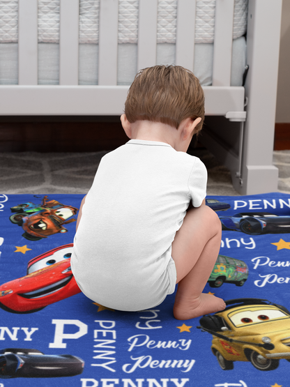 Personalized Name Boy Car Name Blanket - Gift for Kids