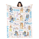 Personalized Rainbow Blue Dog Name Blanket - Gift for Kids