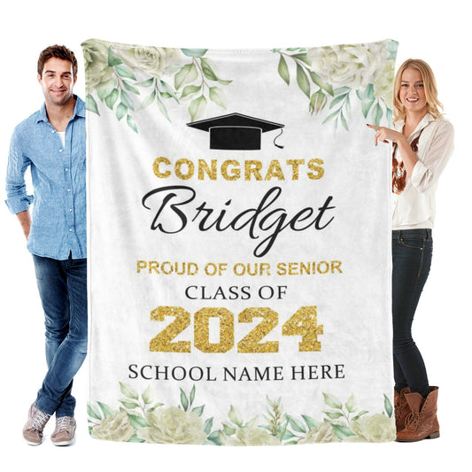 Personalized Fresh Floral Name Blanket - Graduation Gift