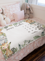 Personalized Jungle Animal Milestone Blanket - Gift for Baby