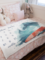 Personalized Baby Surf Milestone Blanket - Gift for Baby