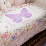 Personalized Flowers Butterfly Milestone Blanket Baby Name Blanket - Gift for Baby