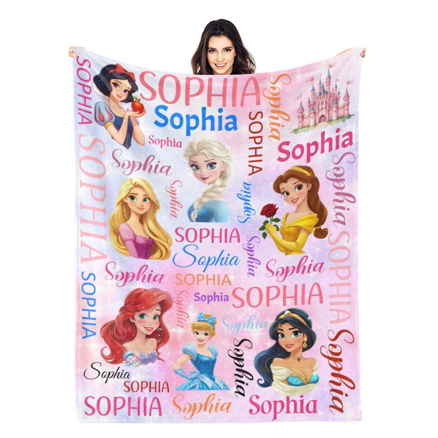 Personalized Name Cute Girl Blanket - Gift for Kids