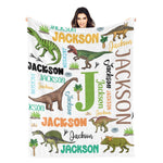 Personalized Dinosaur Book Name Blanket – Gift for Kids