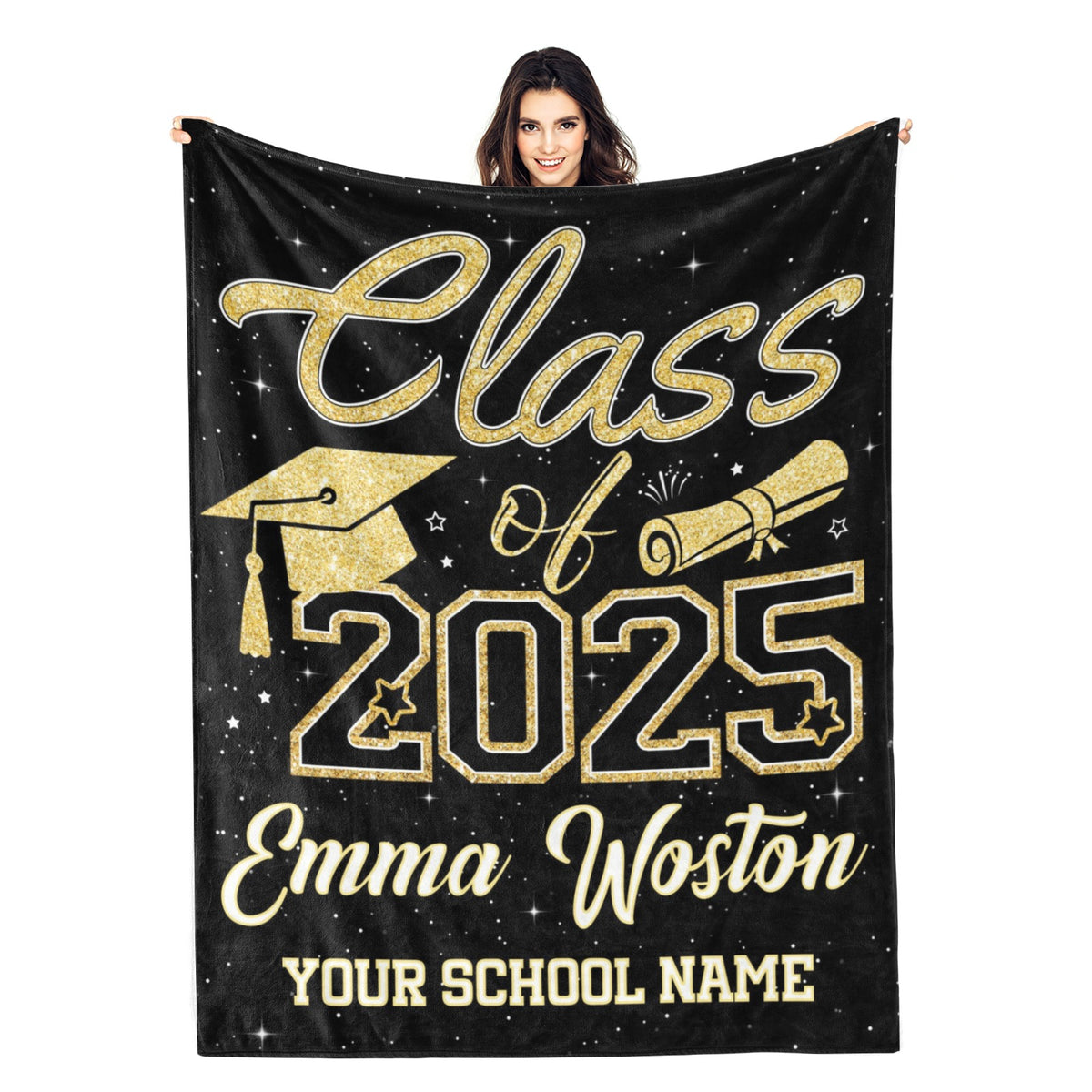 Personalized Customized Class of 2025 Graduations Name Blankets - Graduation Gift