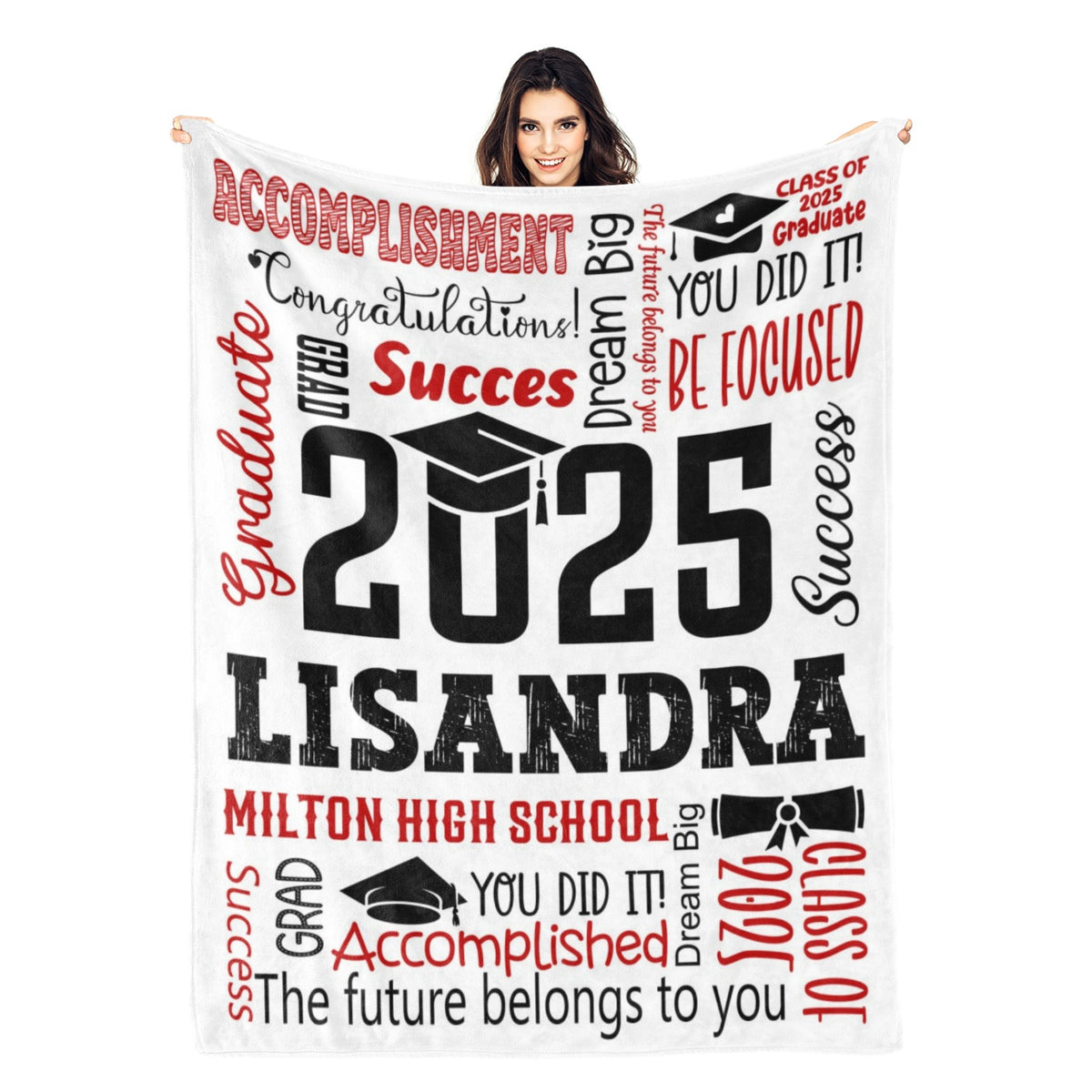 Personalized Class of 2025 Custom Name Classic Graduation Blankets - Graduation Gifts