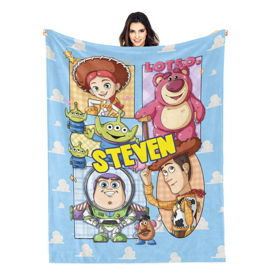 Personalized Cartoon Cloud Character Children's Name Blanket - Gift for Kids